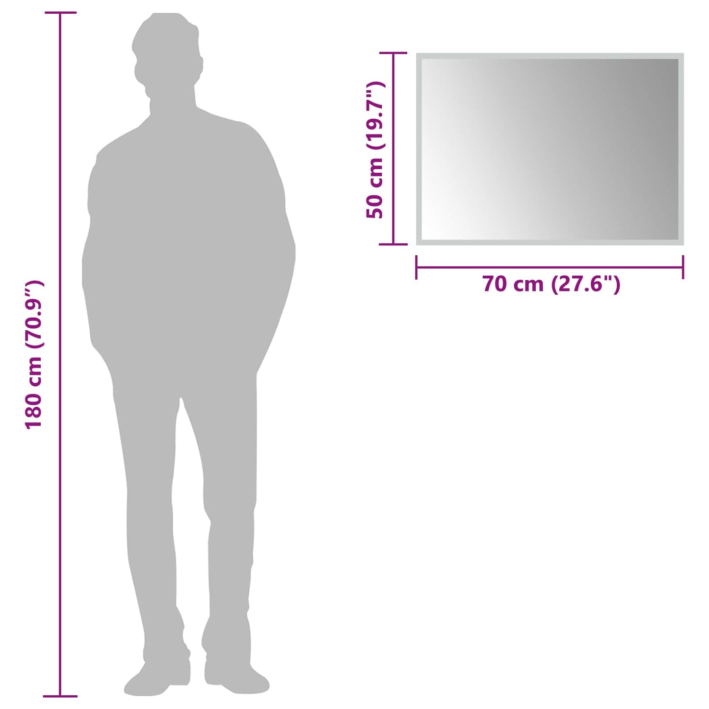 vidaXL LED Bathroom Mirror Transparent 70 x 50 cm Tempered Glass 6