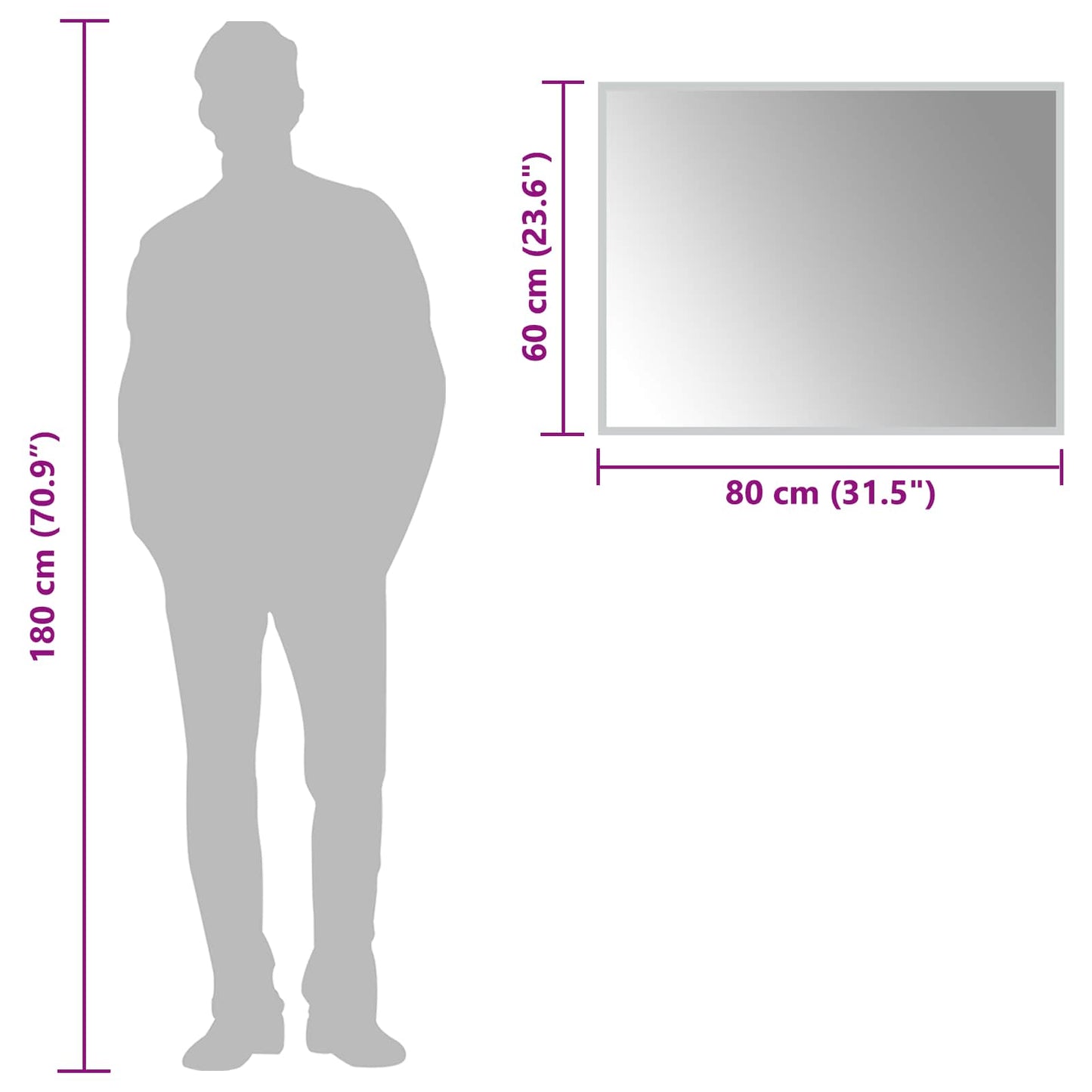 vidaXL LED Bathroom Mirror Transparent 80 x 60 cm Tempered Glass 6