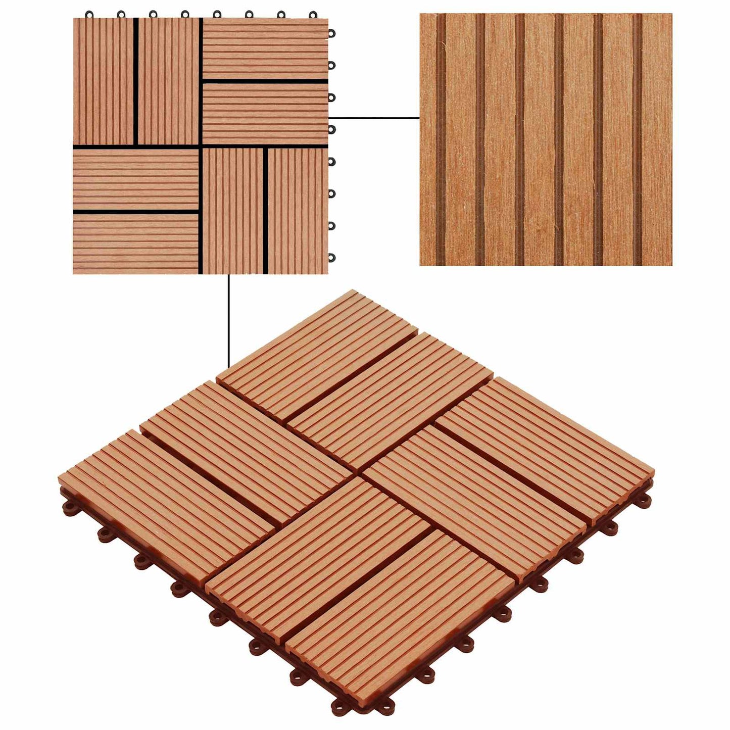 vidaXL Decking Tile 22 pcs Teak 30 x 30 cm WPC 6