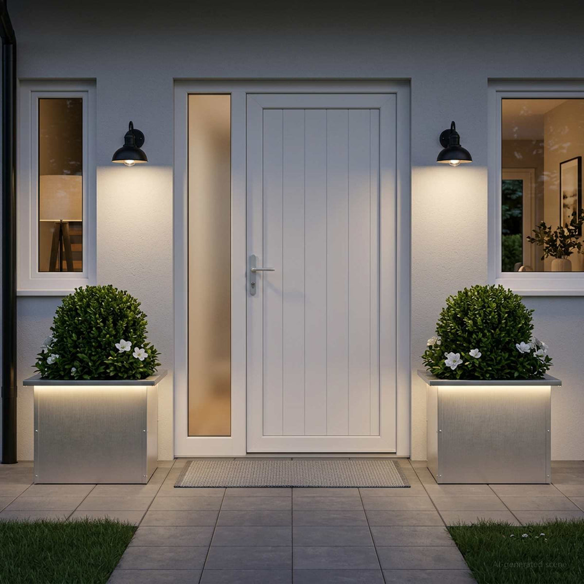 vidaXL Garden Planter with LED 30 x 40 x 30 cm Steel 2 pcs