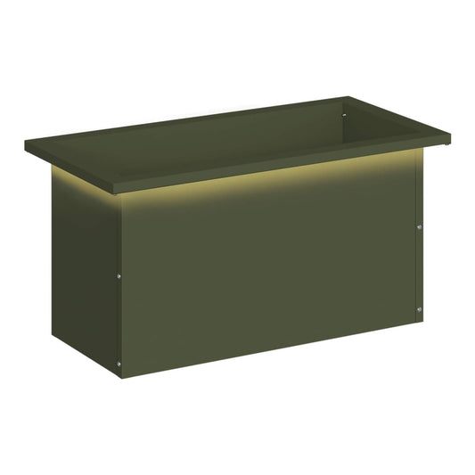 Garden Planter with LED 30 x 60 x 30 cm Steel 1 Width 30 cm Depth 60 cm Olive green