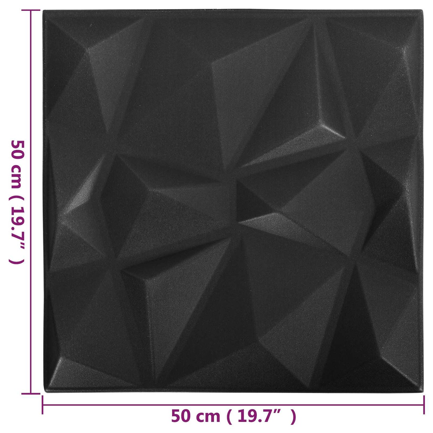 vidaXL Wall Panels 48 pcs 50 x 50 cm Diamond Black XPS Foam 5