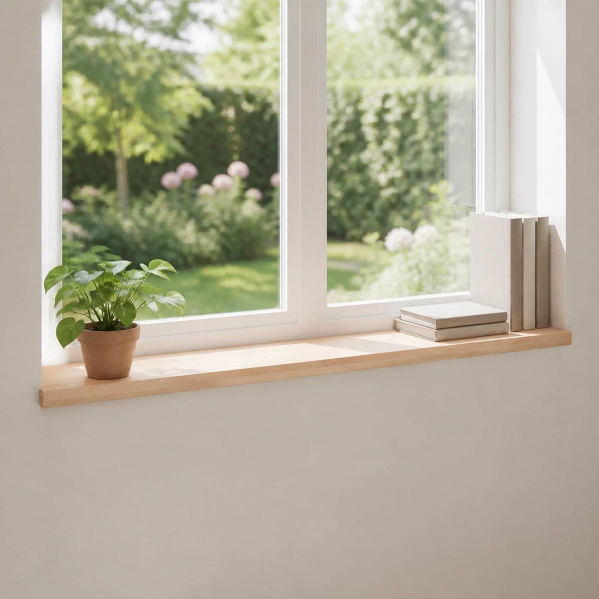 vidaXL Window Sills 2 pcs Solid Beech Wood Depth 30 cm Natural