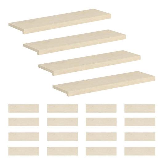 Stair Tread Solid Oak Wood Depth 30 cm 20 pcs White 90 cm