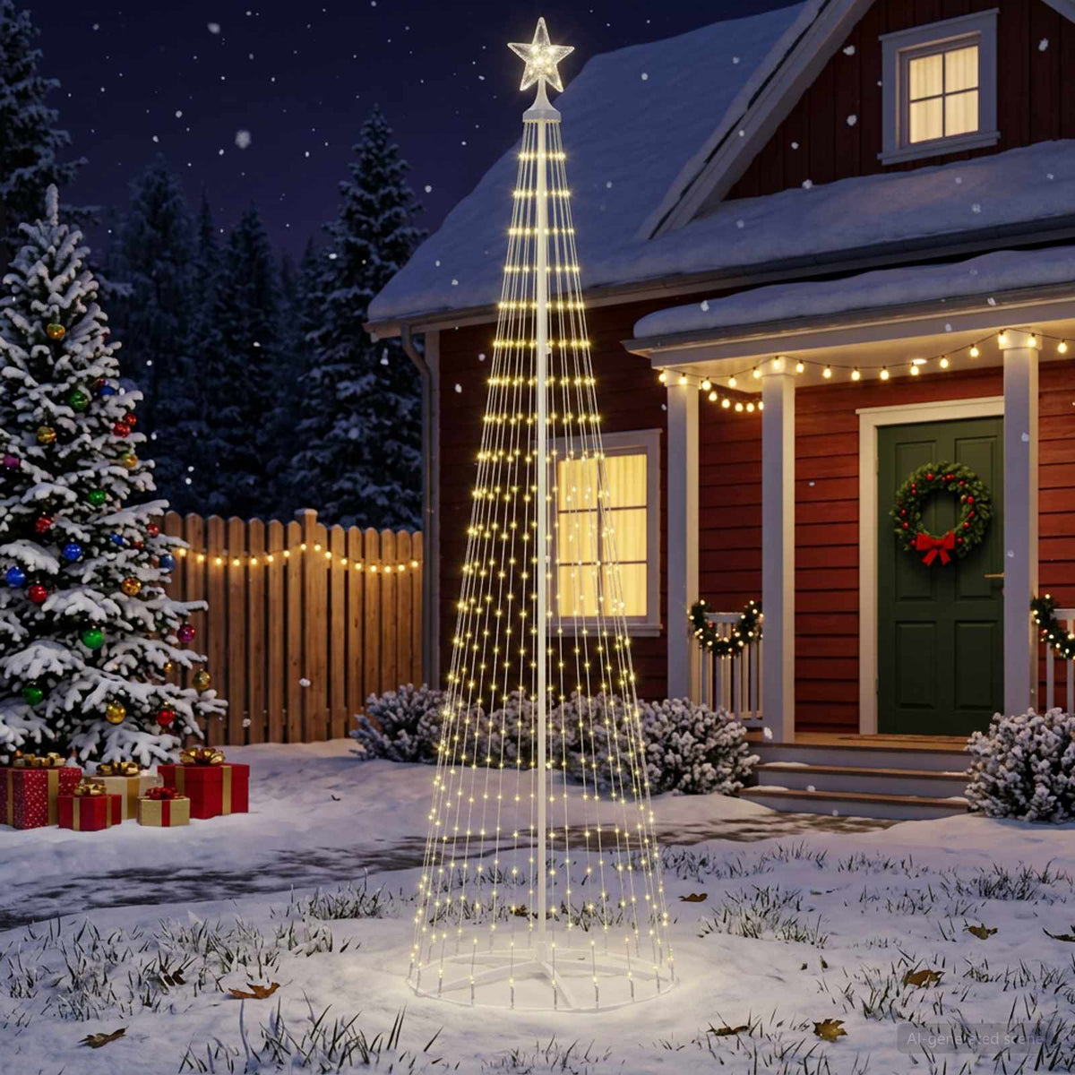 LED Cone Christmas Tree 250 LEDs Steel 250 cm White Warm white
