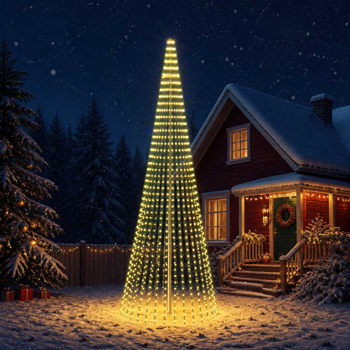vidaXL LED Christmas Tree 150 cm 240 LEDs Steel Green