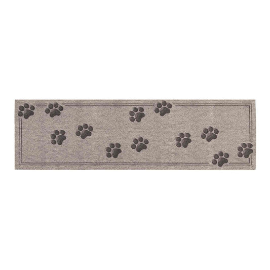 vidaXL Kitchen Rug Grey Paws 300 x 60 cm 100% Polyamide Washable 2