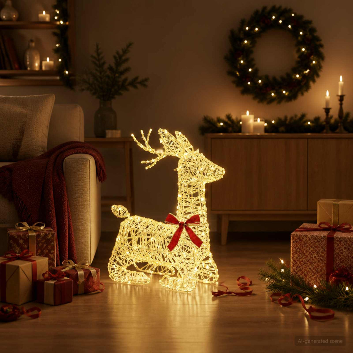 3D Christmas Reindeer LOVIISA 140 LEDs Warm white