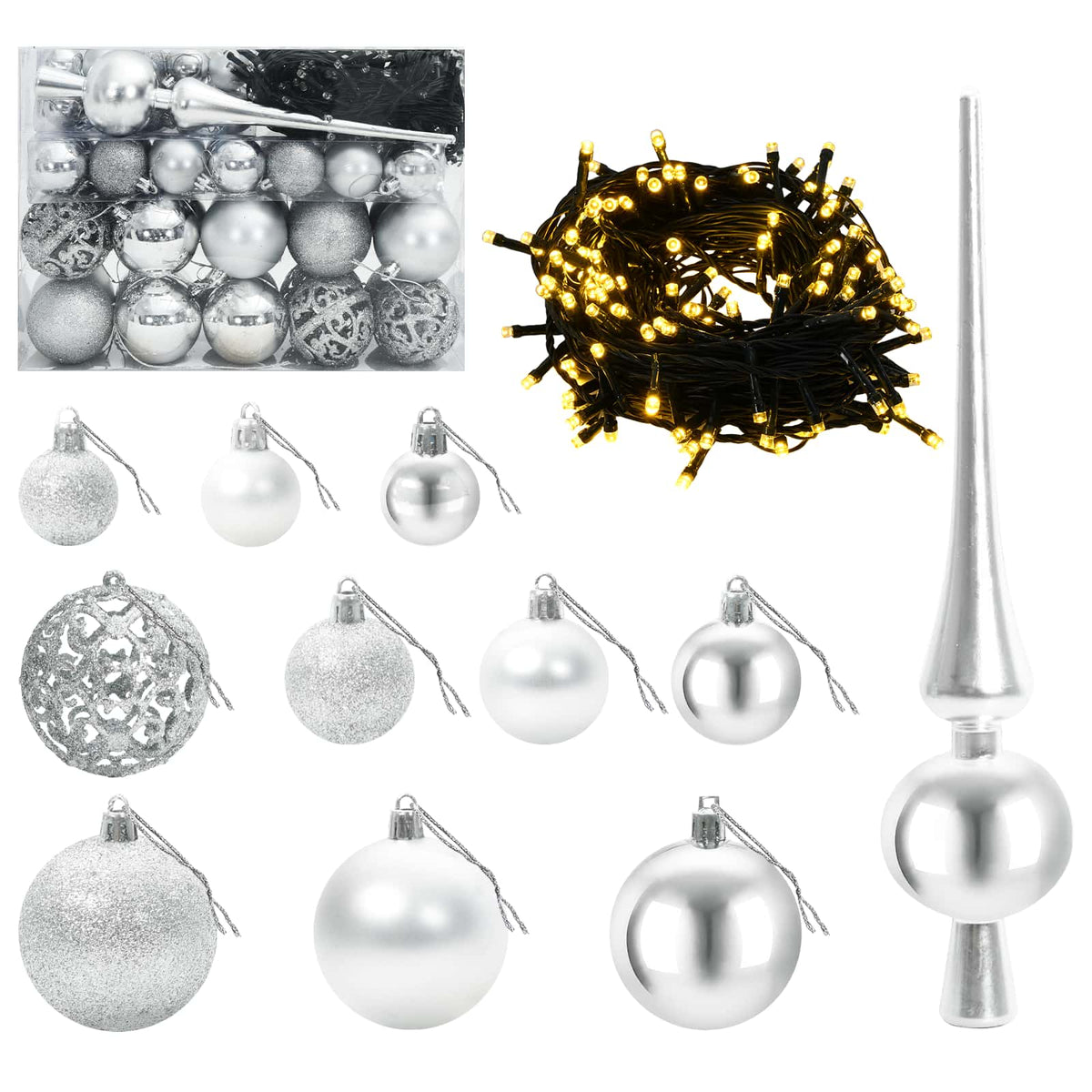 vidaXL Artificial Christmas Tree with Bauble 120 cm 150 LEDs 6