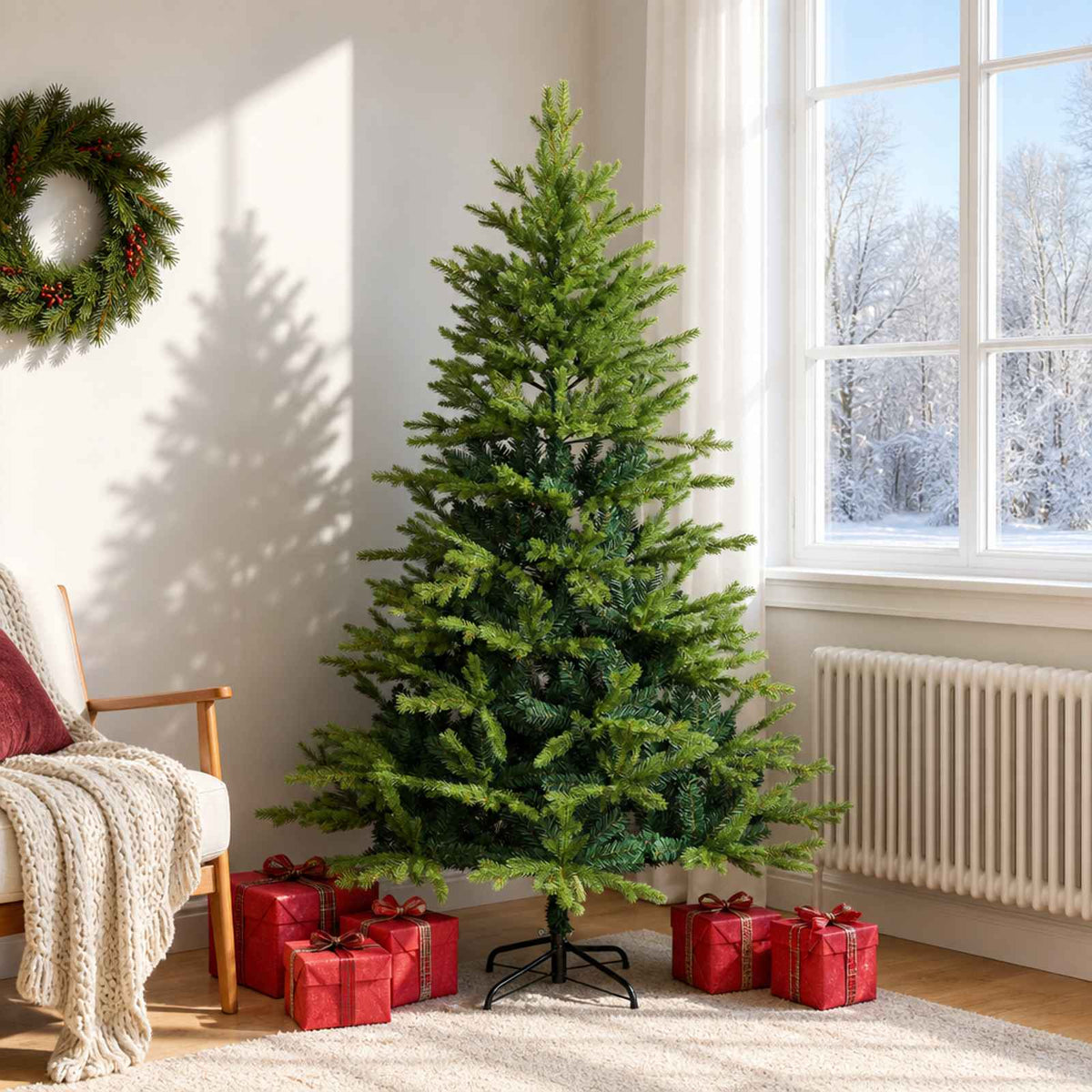 Artificial Christmas Tree with Bauble 300 LEDs Green Height 180 cm without LED