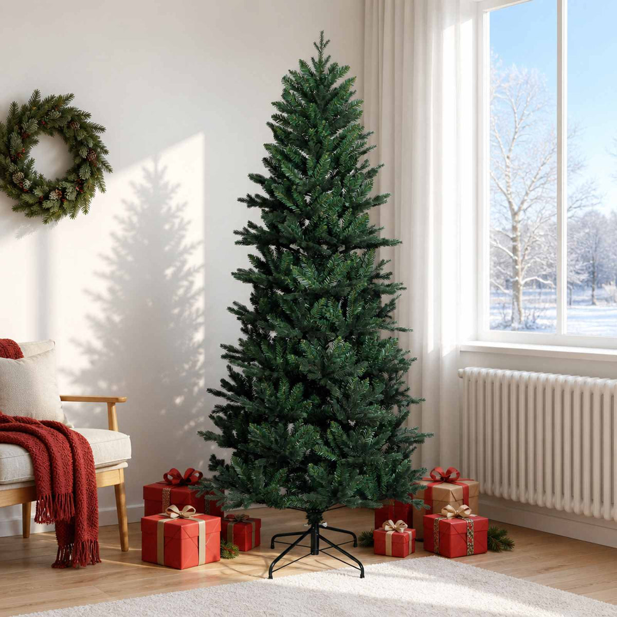 Artificial Christmas Tree with Bauble 300 LEDs Green Height 180 cm without LED