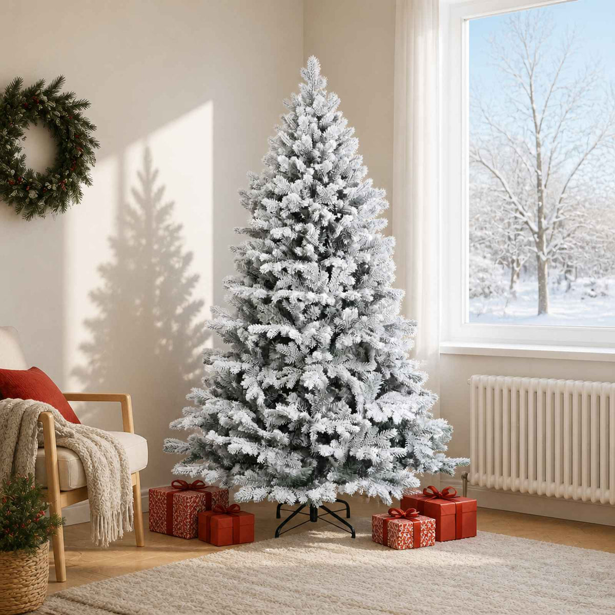 Artificial Christmas Tree with Bauble 300 LEDs Green and White 180 cm without LED