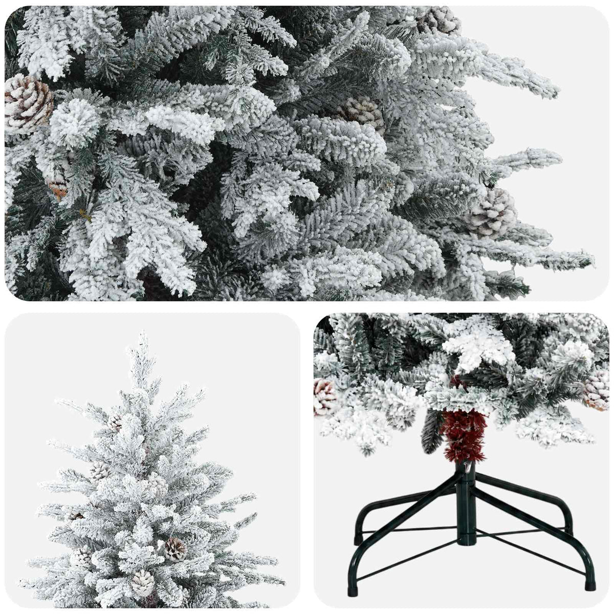 vidaXL Artificial Hinged Christmas Tree 240 cm steel Green and White 4