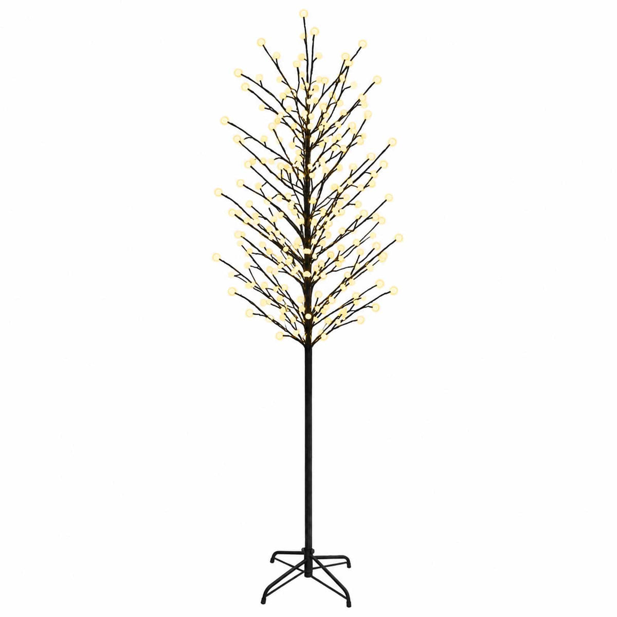 LED Ball Christmas Tree Black Steel 220 LEDs 240 cm Warm white