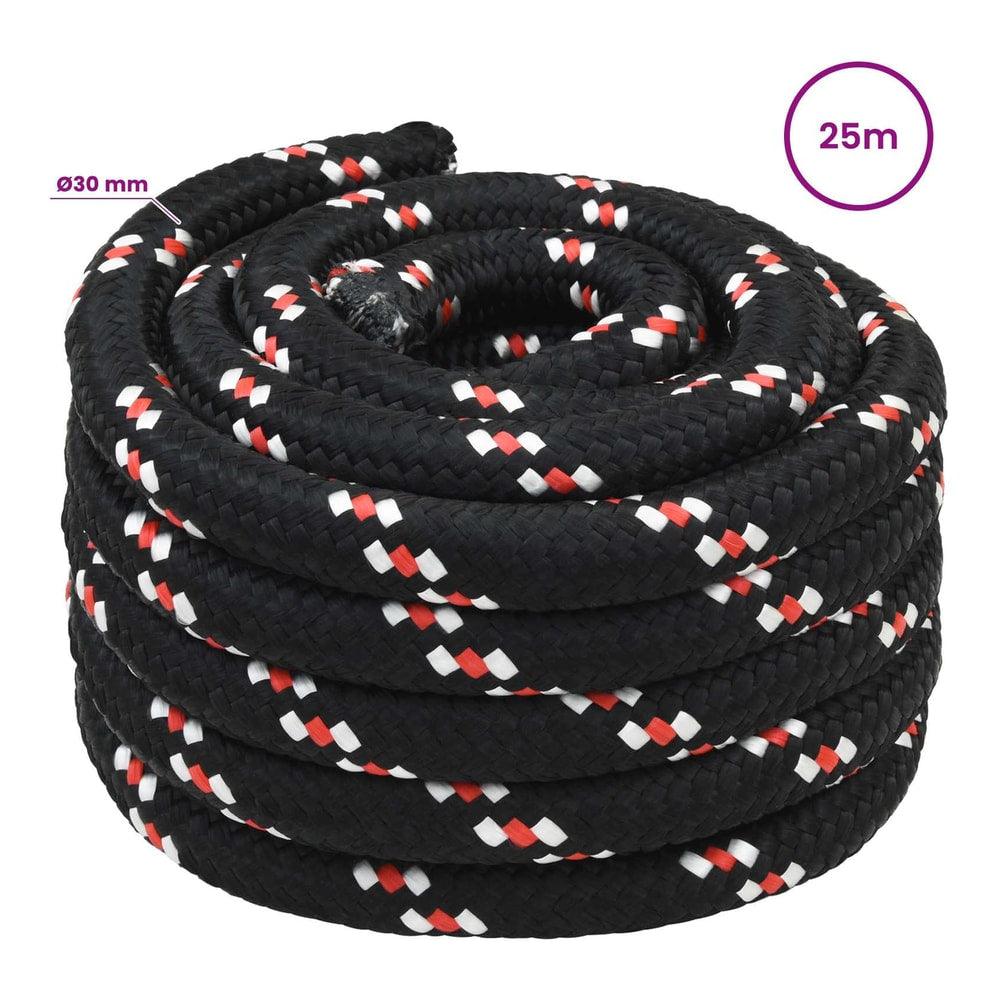 Multipurpose Utility Rope PP Length 25 m Black and Red 30 mm