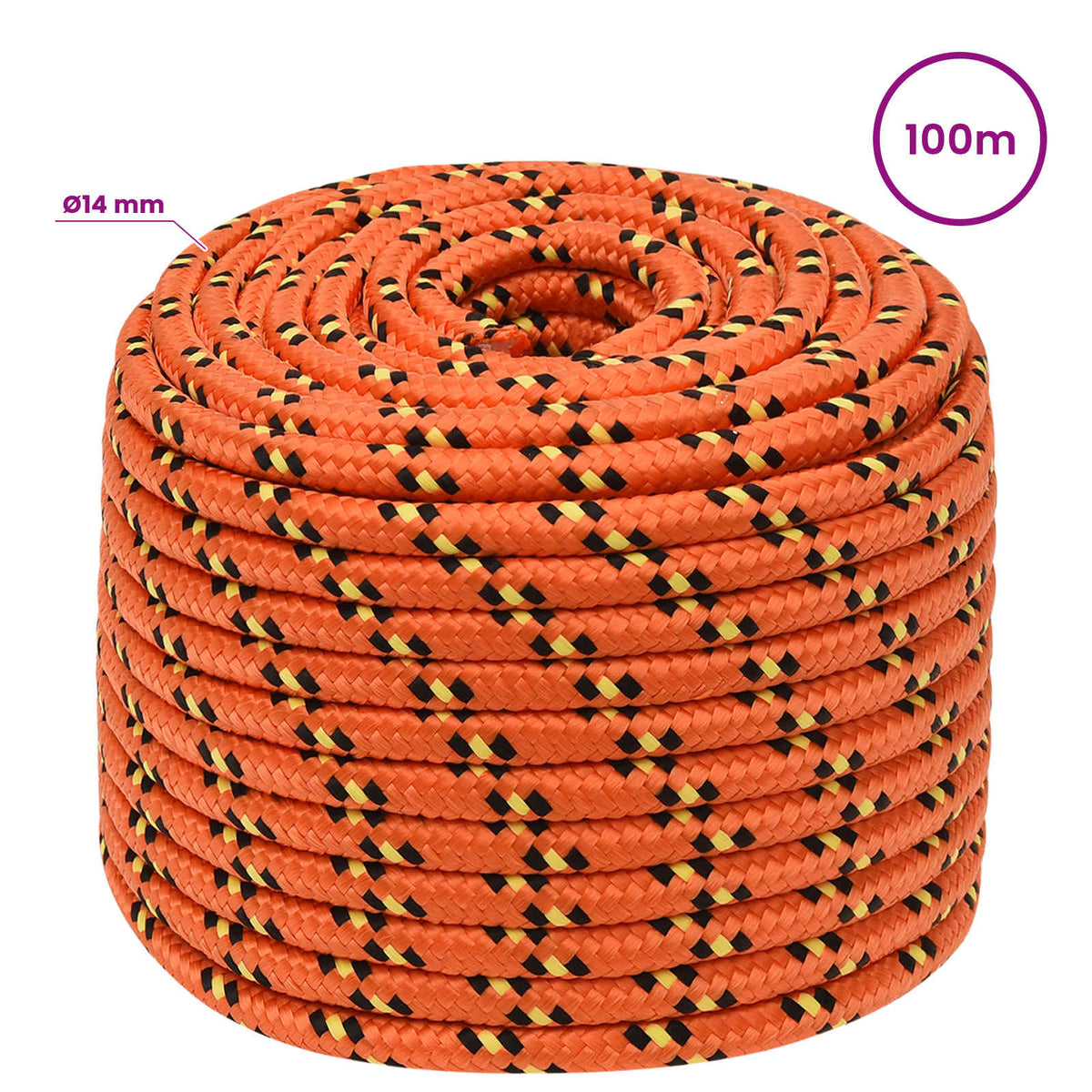 Multipurpose Utility Rope 14 mm 100 m Orange PP