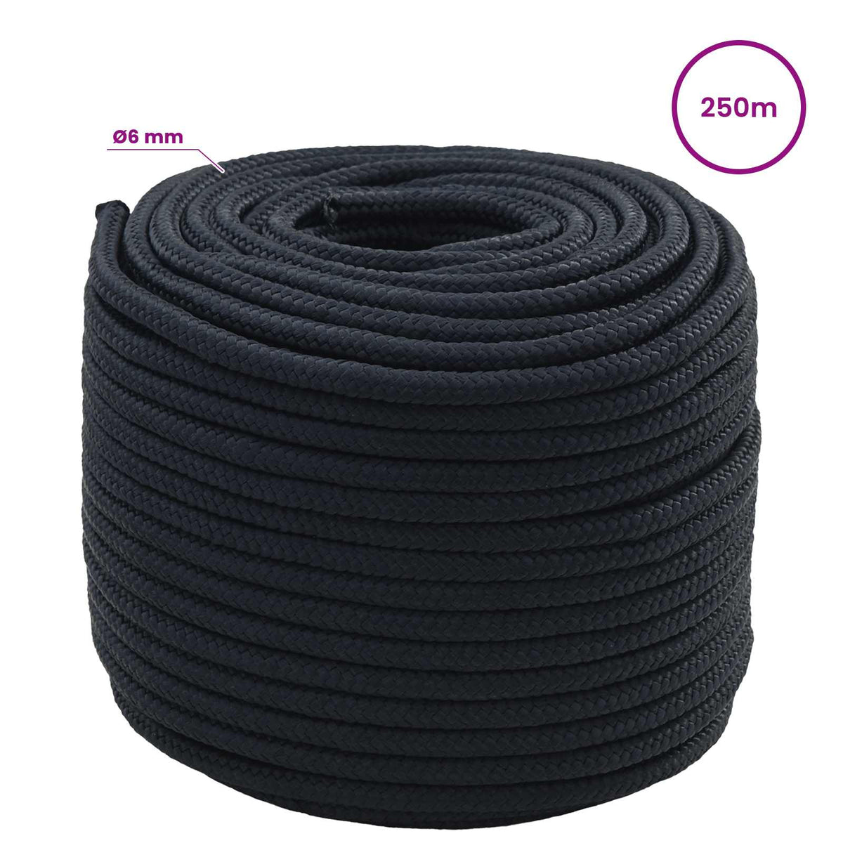 Multipurpose Utility Rope 6 mm 250 m Royal Blue Polyester
