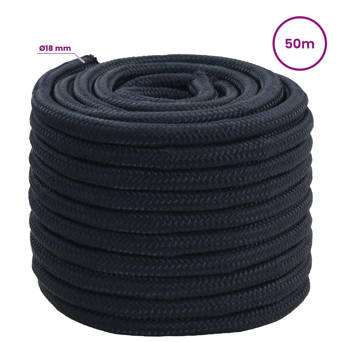 vidaXL Multipurpose Utility Rope 18 mm 50 m Royal Blue Polyester 5