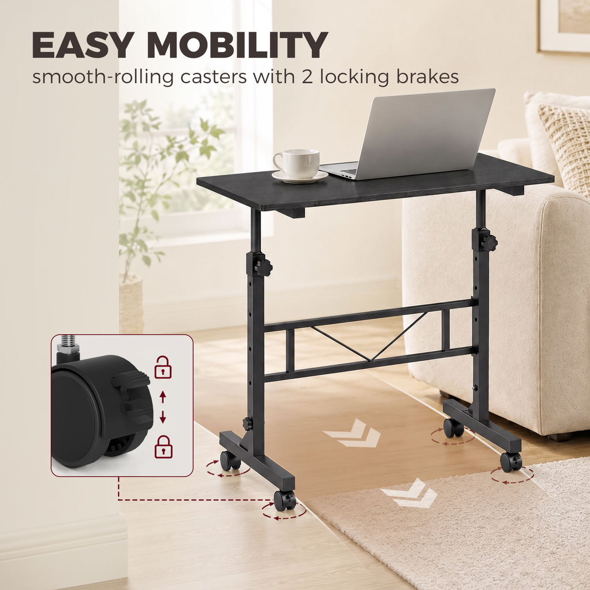 HOMCOM Overbed Table in Black
