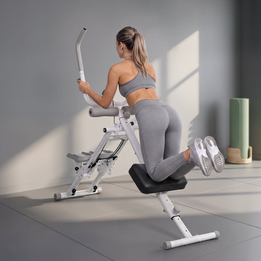 SPORTNOW 2-in-1 Ab Machine and Stair Stepper in White