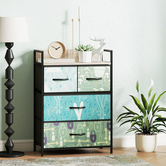 HOMCOM 4-Drawer Chest of Drawers in Blue
