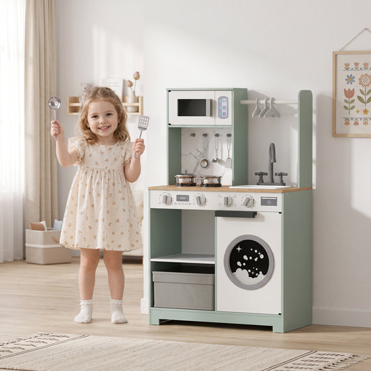 AIYAPLAY Kids Play Kitchen in Green