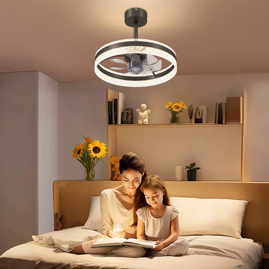 HOMCOM Ceiling Fan with LED Light and Remote in Black