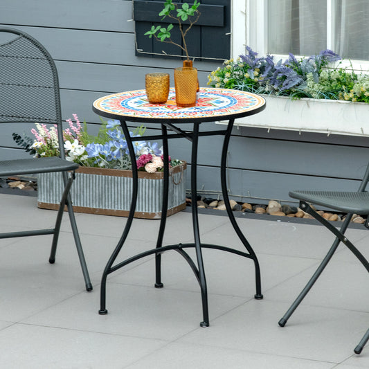 Outsunny Mosaic Outdoor Patio Table in Red