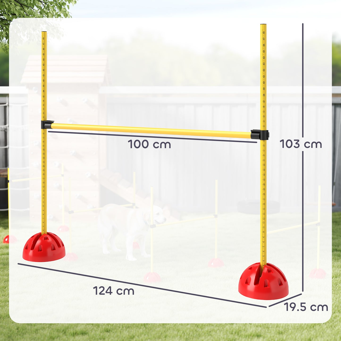 PawHut 4 Piece Dog Agility Equipment with 4 Hurdle & Carry Bag for Jump Training, Yellow