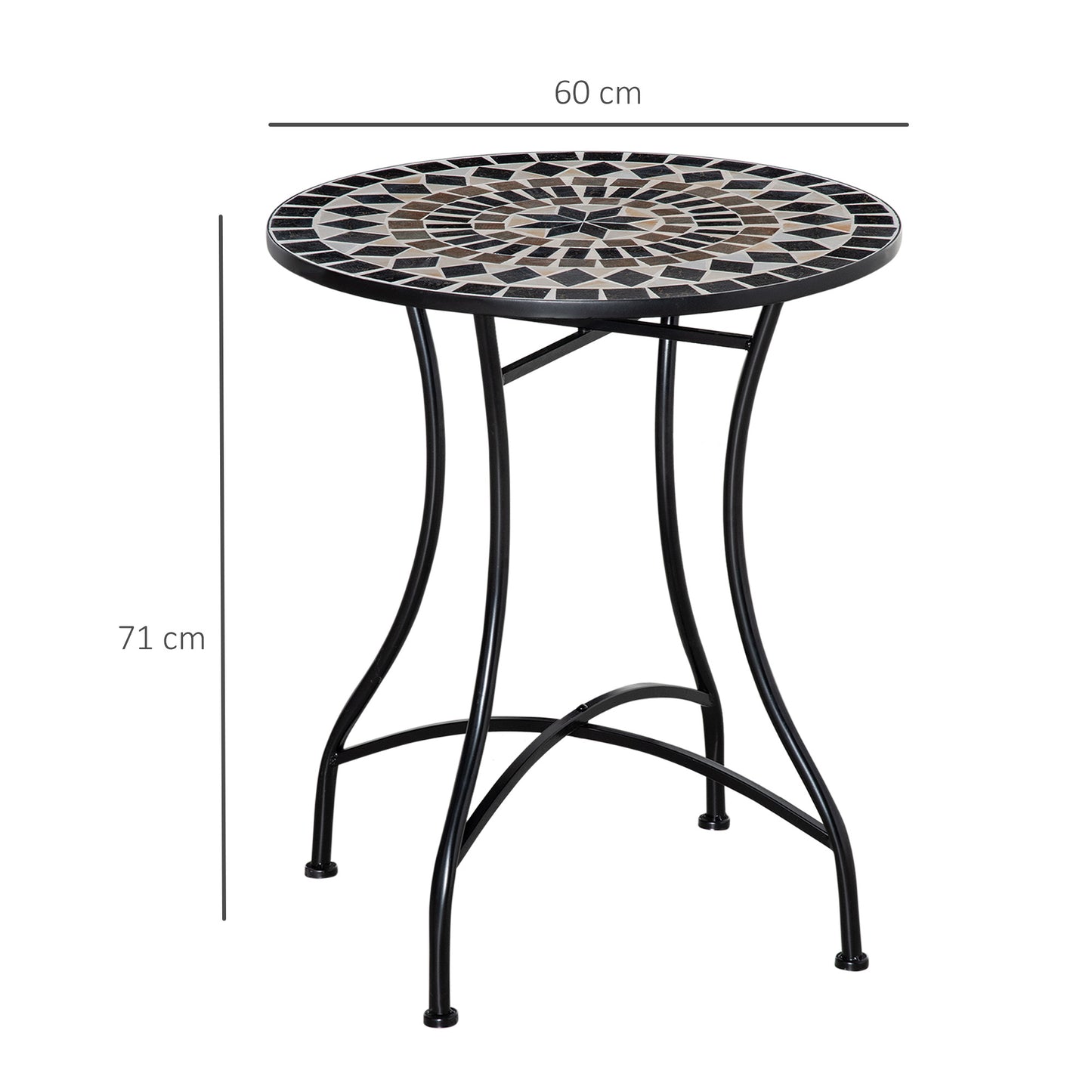 طاولة فناء خارجية من Outsunny Mosaic مقاس 60 سم - أسود