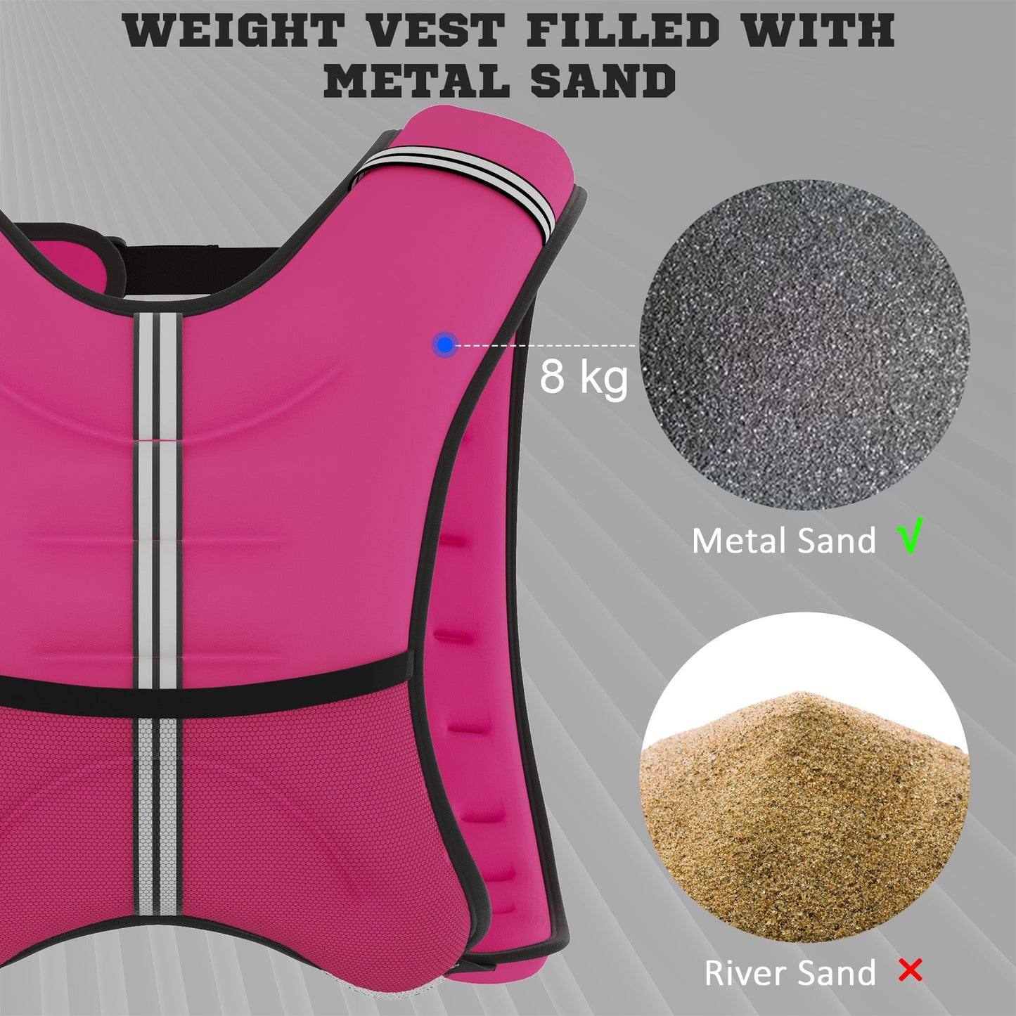 HOMCOM 8KG Weighted Vest, Running Weight Vest with Adjustable Strap, Convenient Pocket and Reflective Strips for Men and Women