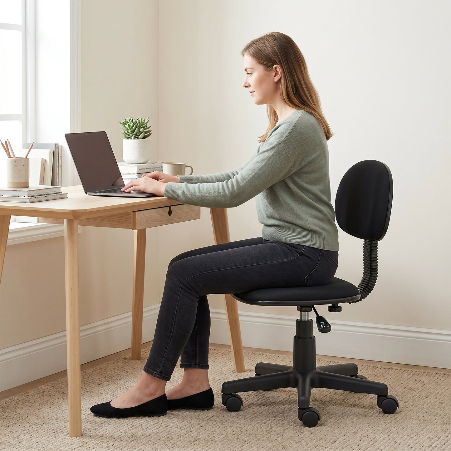 HOMCOM Small Armless Office Chair - Black