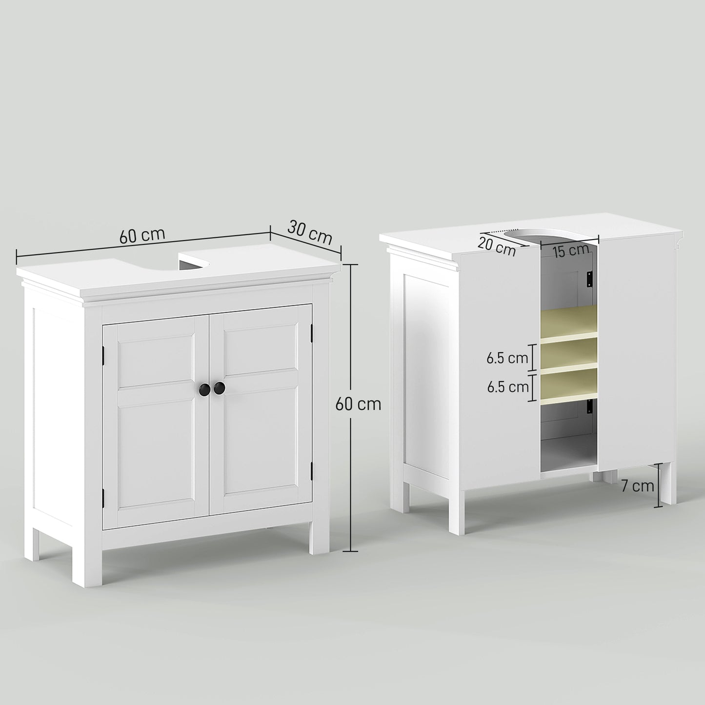 HOMCOM 15 x 20cm 'U' Cut Out Bathroom Storage Cabinet - White