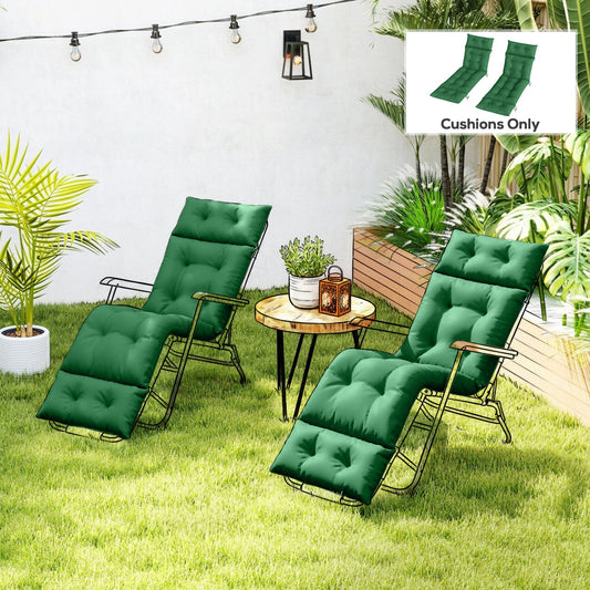 Outsunny Set of Two 190 x 56cm Sun Lounger Cushions - Green