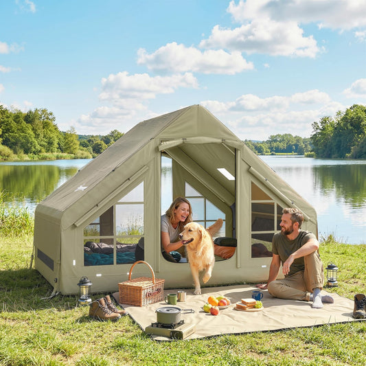Outsunny Inflatable Camping Tent in Olive Green