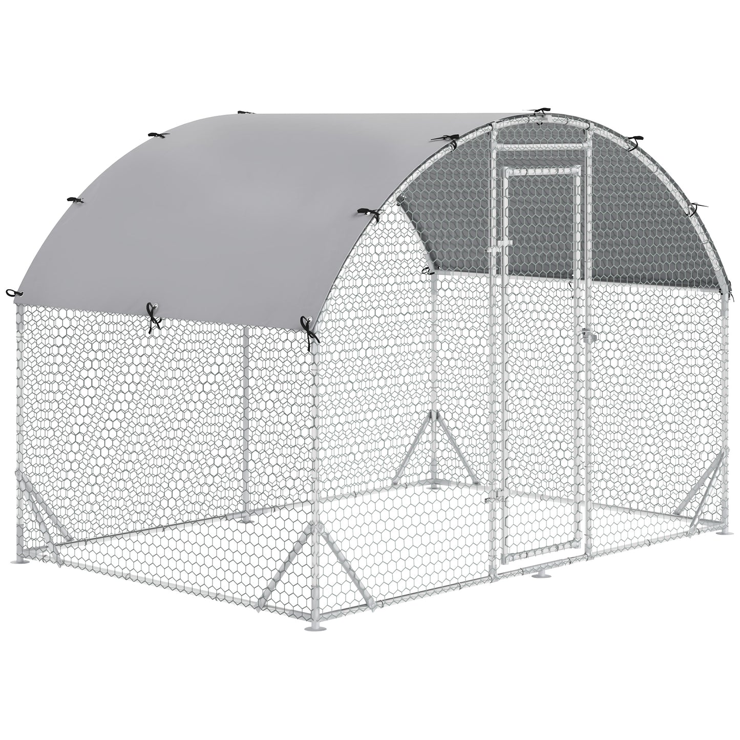 حظيرة دجاج مجلفنة من PawHut Walk In Chicken Run، قفص دواجن، حظيرة لعب للحيوانات الأليفة، حديقة مع غطاء مقاوم للماء، 2.8 × 1.9 × 2 متر