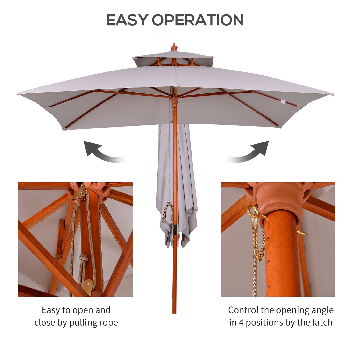 Outsunny 3 m Square Canopy Parasol - Grey
