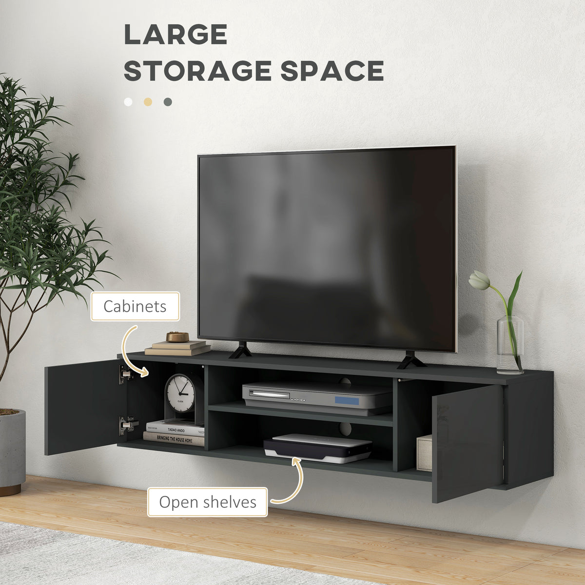 HOMCOM Floating TV Stand Cabinet in Grey