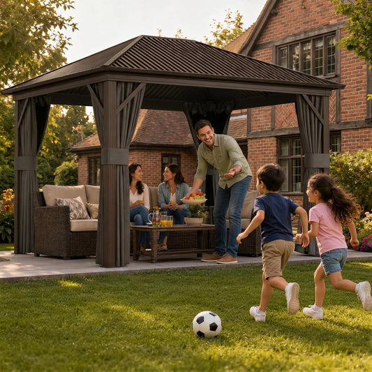 Outsunny Aluminium Hardtop Gazebo in Dark Grey