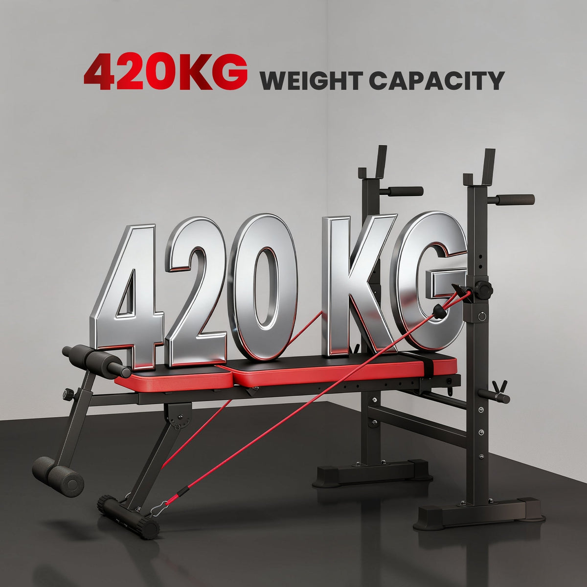 SPORTNOW Adjustable Weight Bench with Squat Rack and Dip Stand