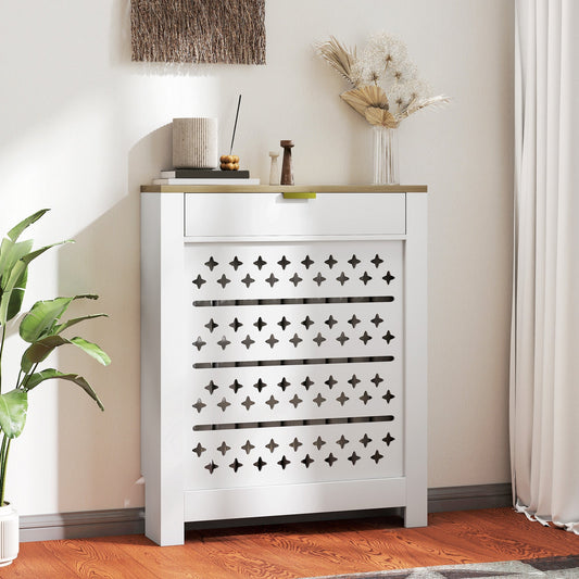 HOMCOM غطاء مشعاع صغير بحدود 78 × 19 سم، مع درج - أبيض