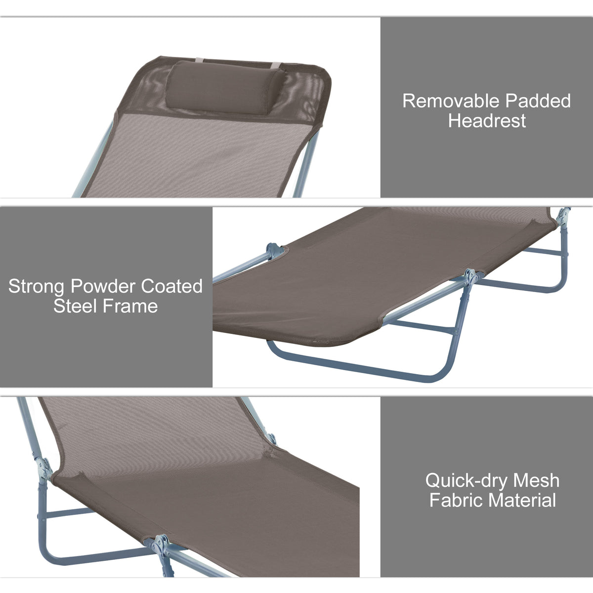 Outsunny Outdoor Foldable Sun Lounger in Brown