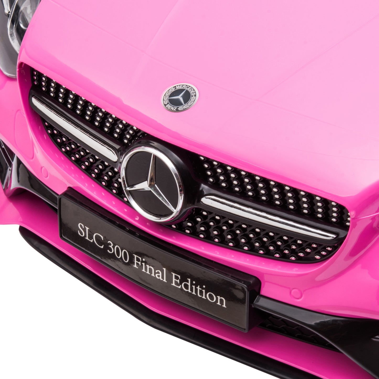 HOMCOM Benz SLC 300 Licensed 12V Kids Electric Ride On, with Music, Remote Control, LED Headlights, Horn, Pink