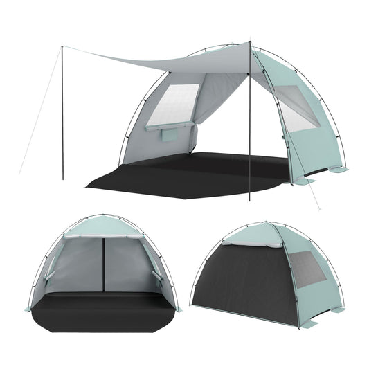 Beach Tent Sun Shelter with Canopy Carry Bag for 3-4 Person-Green
