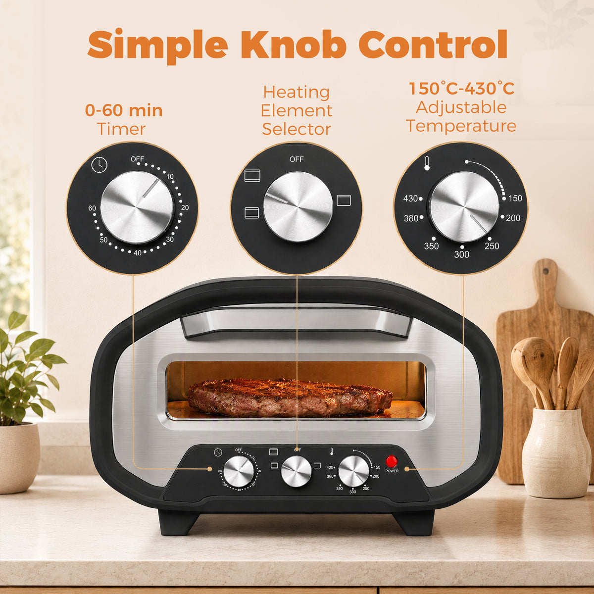 HOMCOM Electric Pizza Oven in Grey