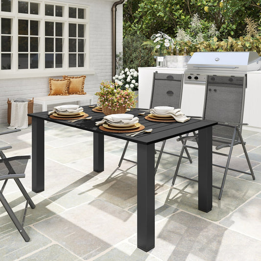 Outsunny Garden Dining Table for 6 with Parasol Hole in Black