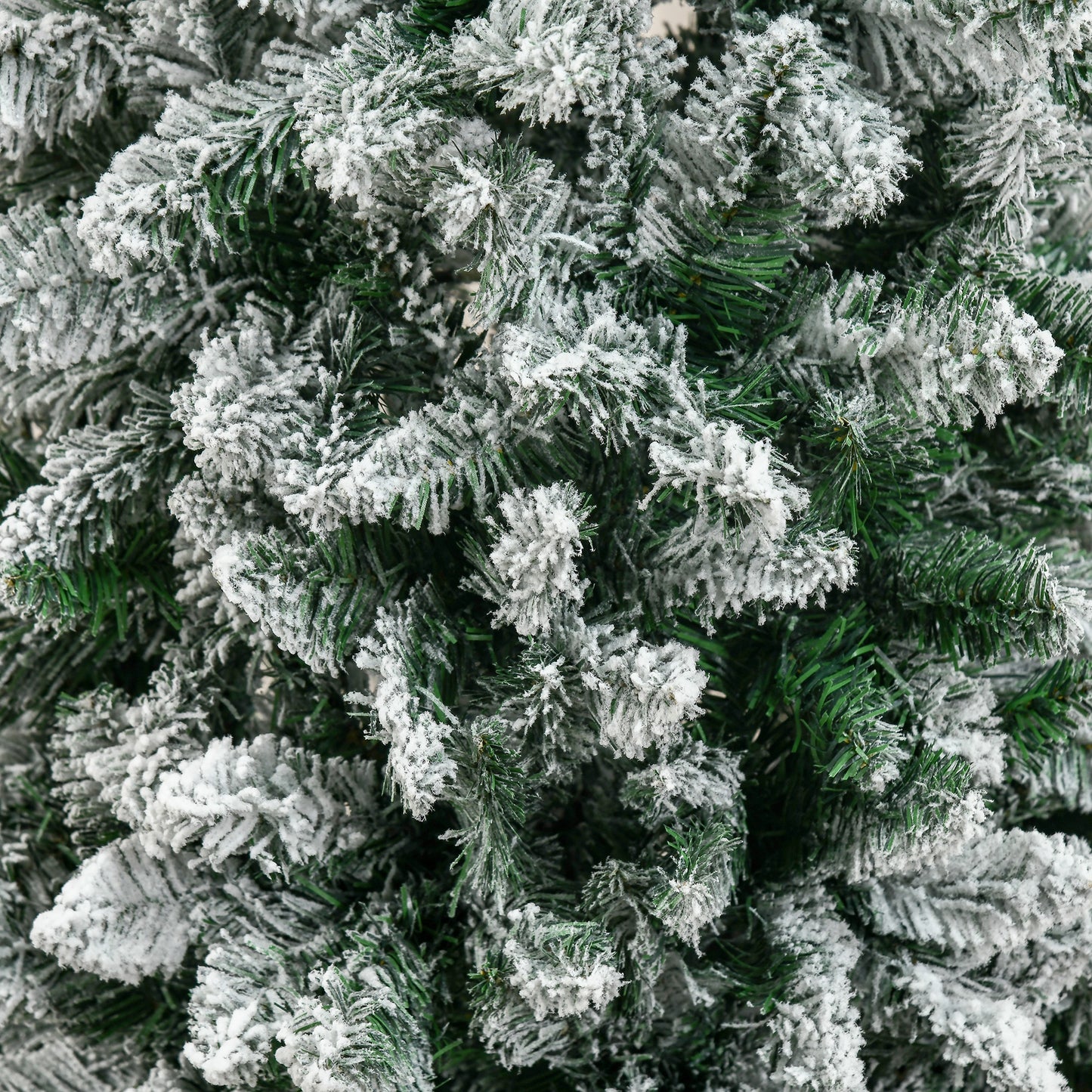 HOMCOM 6 Ft Snow Flocked Artificial Christmas Tree, Xmas Pencil Tree with Realistic Branches, Auto Open, Pinewood Base, Green