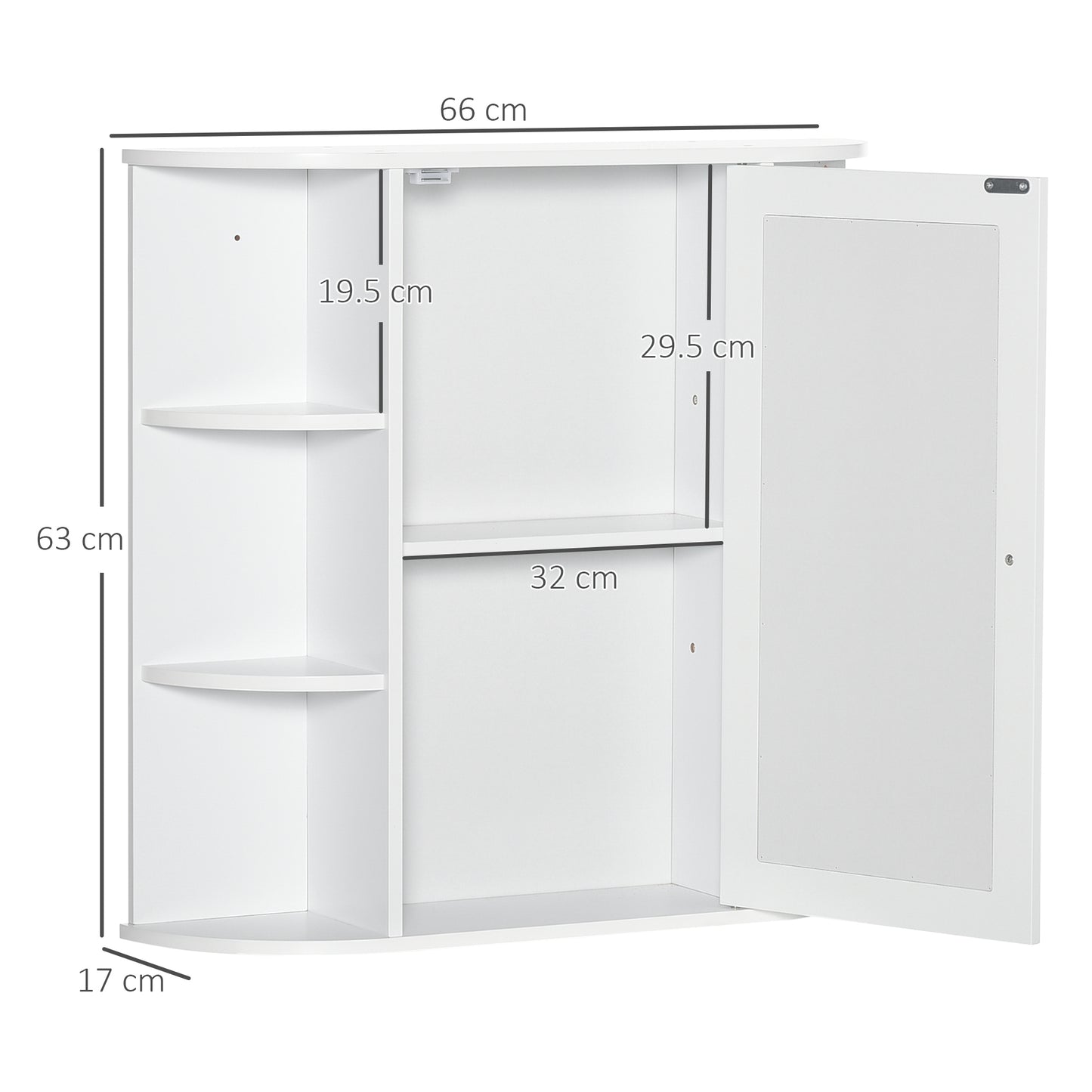 HOMCOM Wall Mounted Bathroom Cabinet with Mirror Single Door Storage Organizer 2-tier Inner Shelves White