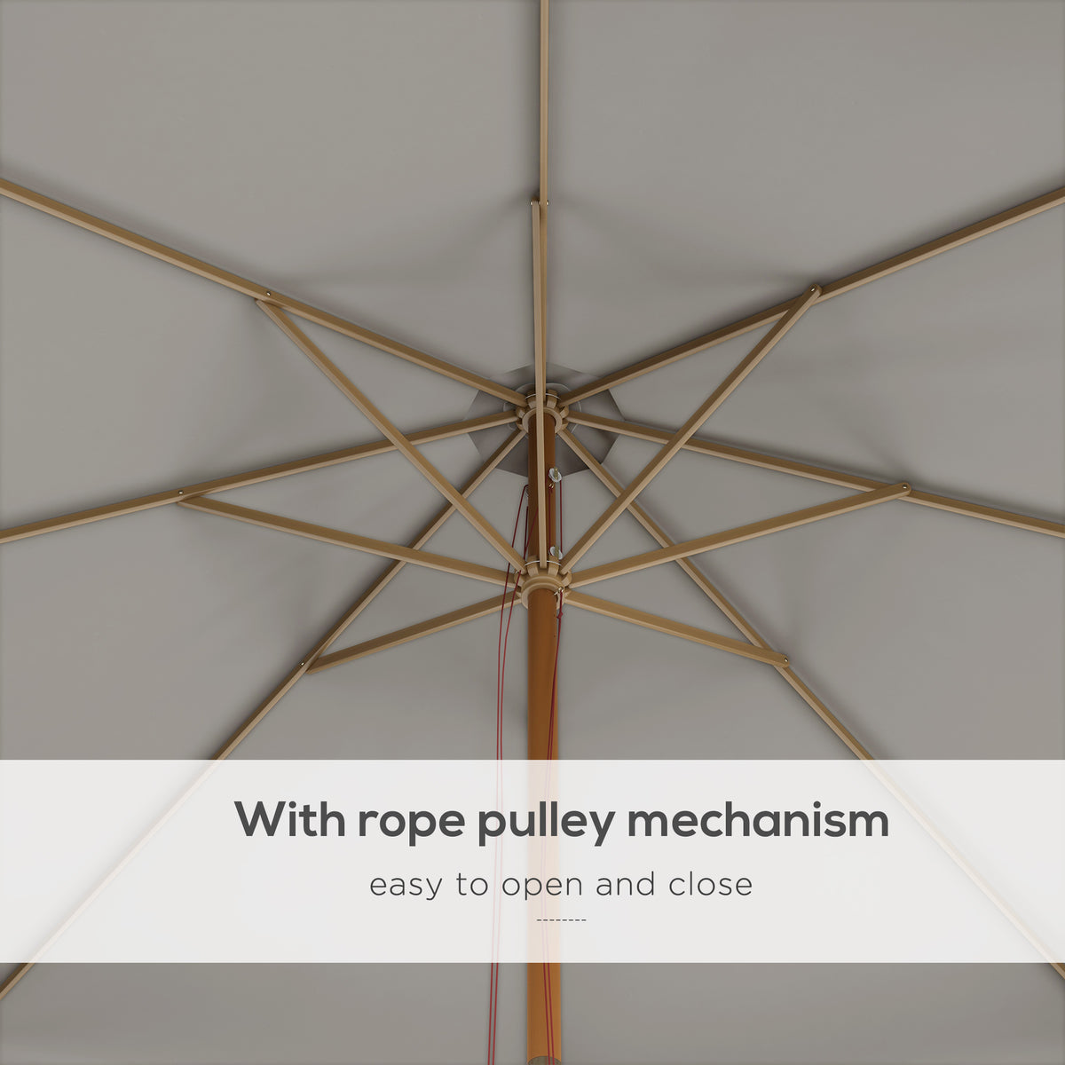 Outsunny 3.3m Elegant Wooden Parasol in Grey