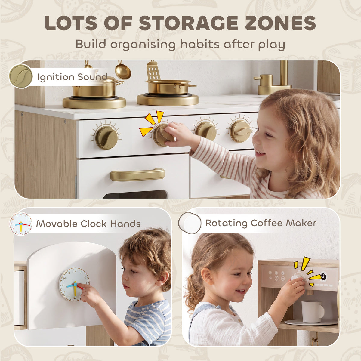 AIYAPLAY Play Kitchen in White